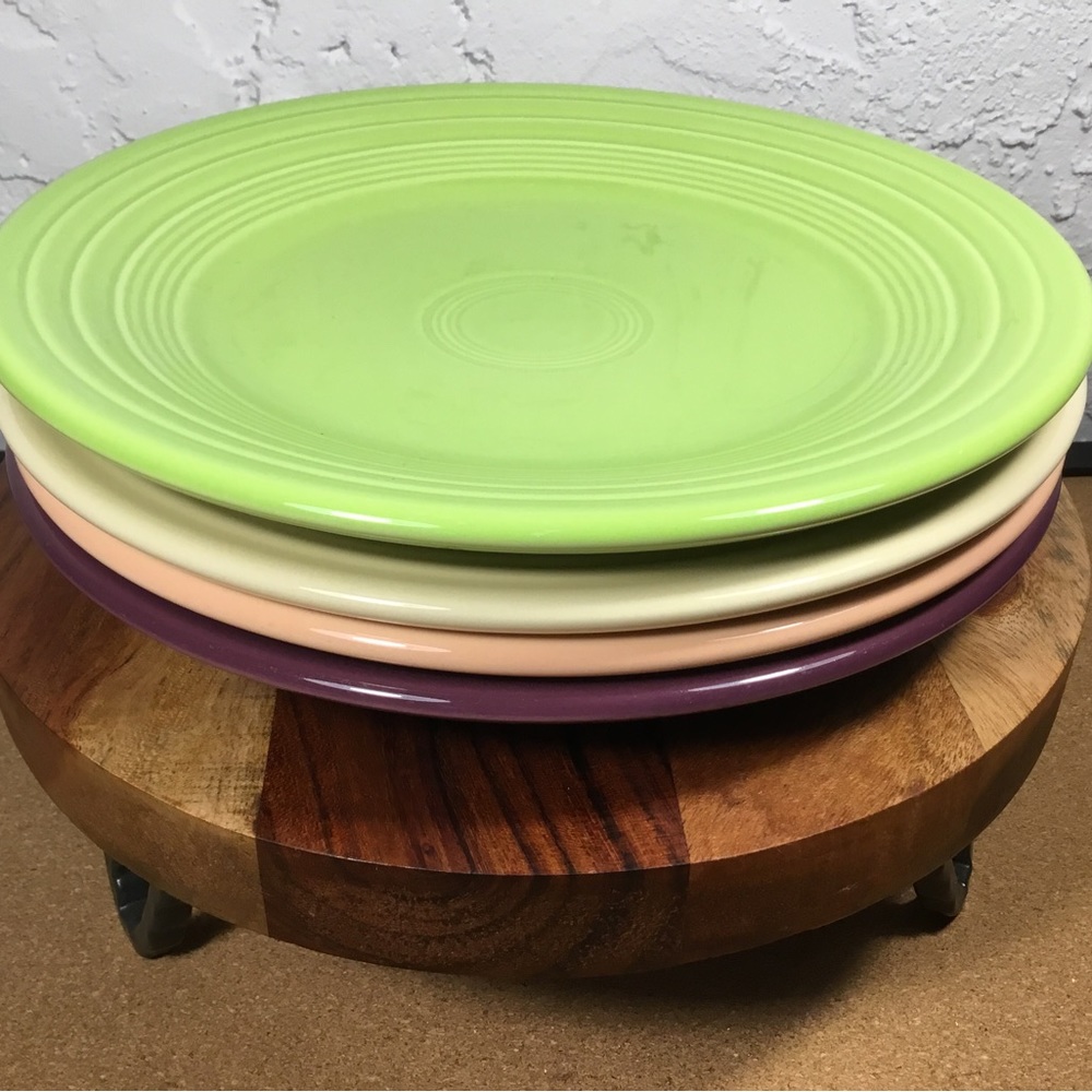 Reserved for Wildcard 0202 Fiesta LunchPlates4 Chartreuse,Ivory, Apricot,Heather